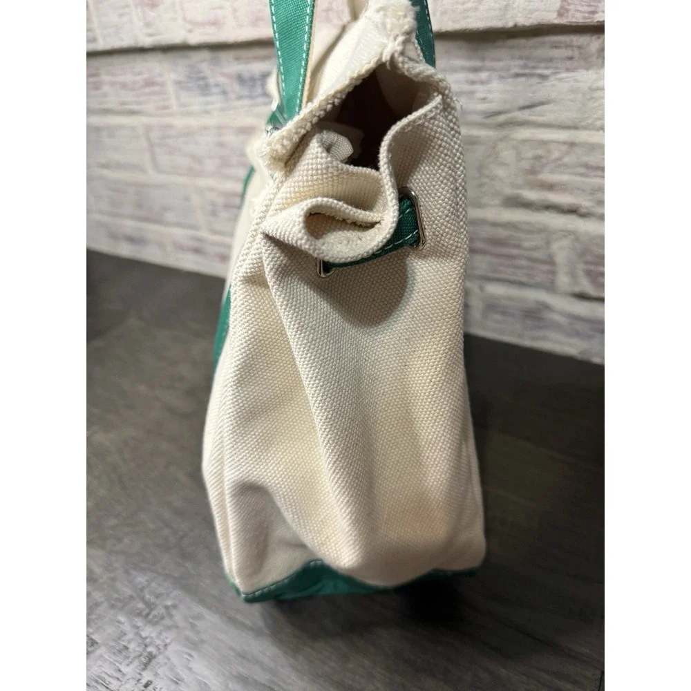Sunwin Boatkin Style Women Large Cream Green Canvas Tote Bag NWOT Nautical